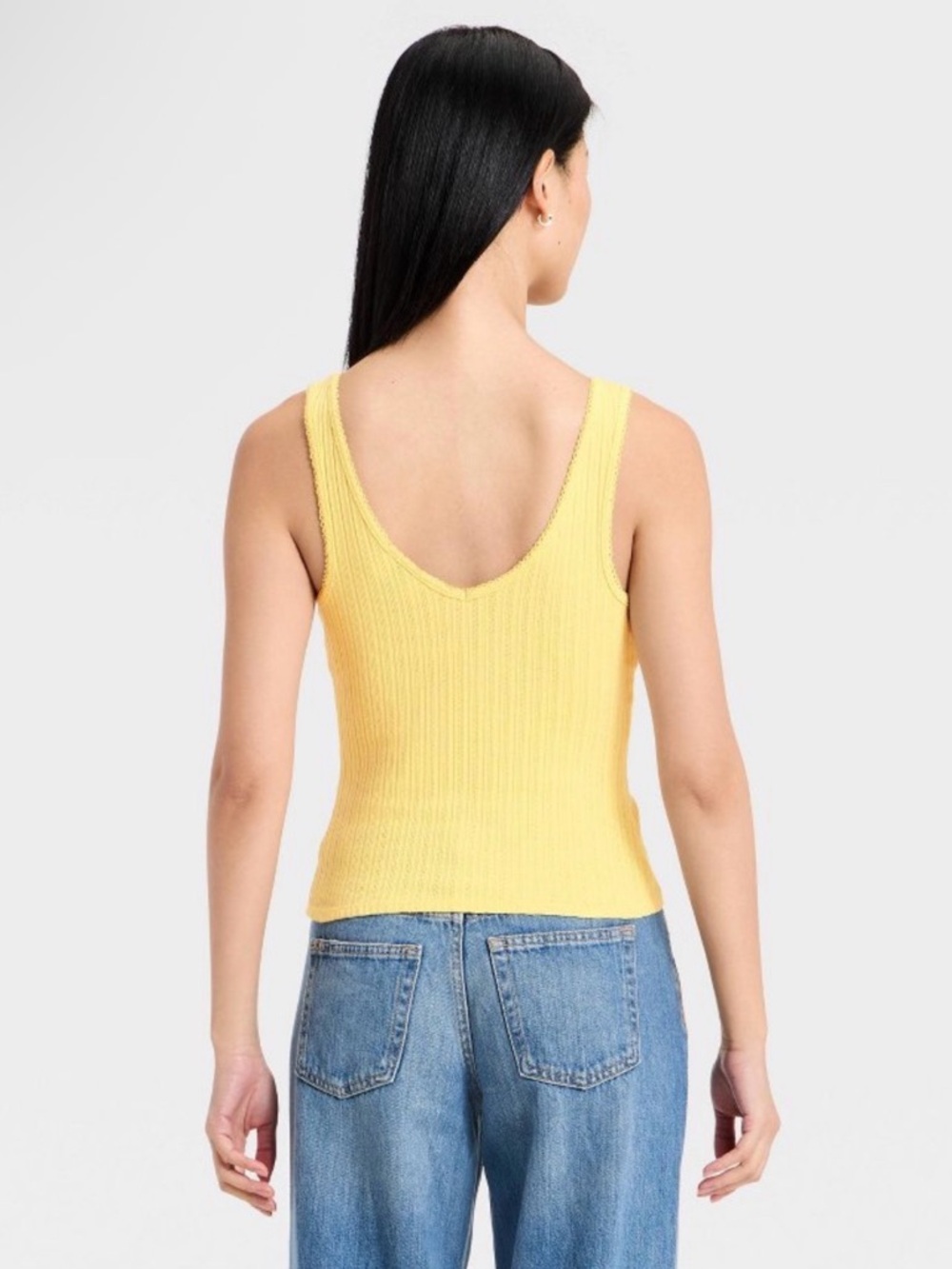 Universal Thread Yellow Ribbed V-Neck Tank - Picture 2 of 2